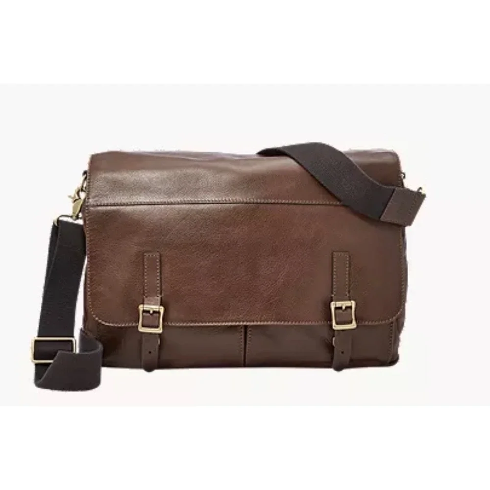 Fossil Defender Messenger Bag Dark Brown Leather Crossbody MBG9037